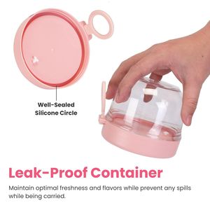 Set di 4 Contenitori Portatili da 20OZ per Overnight Oats, Ermetici, con Coperchi e Cucchiai Pieghevoli per Conservazione Alimenti, Latte, Verdure, Frutta e Insalata - Product Image 2