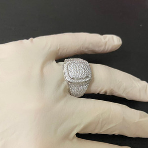Iced Out Bling Round Cut Moissanite Diamond <b>Men</b>’s Cluster <b>Ring</b> 925 Sterling <b>Silver</b> Statement <b>Ring</b> Hip Hop Jewelry for Gifts - Product Image 2