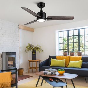 48-Inch <b>Black</b> Low Profile <b>Ceiling</b> <b>Fan</b> with Light Elegant Home Decor - Product Image 2