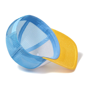 Gorra Trucker Blanca, Azul y Amarilla de 6 Paneles, Malla Ajustable, Unisex, Casual, Primavera Verano, Artículo 2026 - Product Image 3