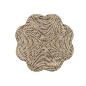 Glamping Decor Rattan <b>Table</b> <b>Mat</b> Hand-Made <b>Round</b> Placemat for Luxury Camping Events Natural Woven Underplate - Product Image 1