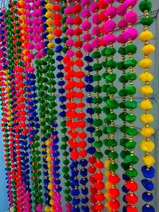 Boules en tissu de velours pour mariage indien, cordes à pompons en soie colorées, décoration indienne, décorations de jardin, toiles de fond, décoration de scène pour l'inauguration de maison - Product Image 5