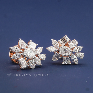 Élégantes boucles d'oreilles clous en or blanc 14 carats avec diamants de laboratoire pour hommes et femmes, design classique et simple avec pierres brillantes pour le bureau - Product Image 2