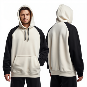 Sweat-shirt à capuche en molleton épais pour homme, avec empiècements contrastants, en coton premium, vente en gros - Product Image 1