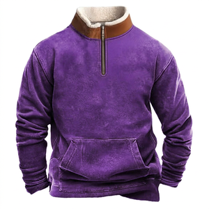 Suéter Casual de Forro Polar para Hombre, con Media Cremallera, Cuello Alto, Color Sólido, Diseño con Bolsillos, Corte Regular, para Otoño - Product Image 5