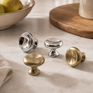 Elegant Round Brass Chrome Cabinet <b>Knob</b> Vintage Dresser <b>Drawer</b> Pull Kitchen Cupboard Furniture Door Hardware - Product Image 3