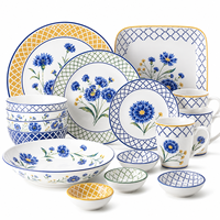 Collection de vaisselle moderne mélange de couleurs : Assiettes, bols, tasses pour hôtels, cafés, traiteurs et buffets – Service de table en mélamine