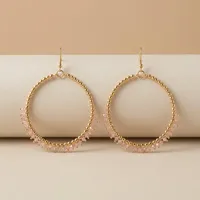Anting Gantung Gaya Bohemian dengan Manik-manik Logam Kuningan dan Manik-manik Kaca Beige, Gaya Baru Buatan Tangan 2026.