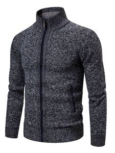 <b>Men's</b> Full Zip Stand Collar Knitted Cardigan Sweater <b>Pullover</b> with Pocket <b>for</b> Fall and Winter - Product Image 4