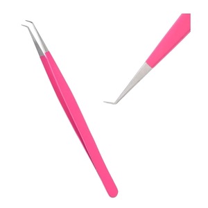 Pinzas Curvas para Pestañas con Mango Rosa, Pinzas de Precisión con Punta Fina para Extensión de Pestañas, Herramienta de Belleza para Aplicación de Pestañas de Volumen - Product Image 2