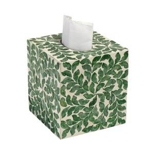 Handmade Wooden Tissue Box with Mother of Pearl Inlay for Home Decor - Product Image 1