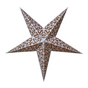 Lampes en papier multicolores à motifs étoiles, artisanat indien Laxmans, avec paillettes imprimées, pour décorations de Noël, vente en gros - Product Image 3