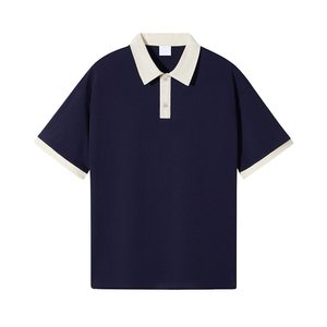 Polo blanc à manches courtes, couleur unie, tissu Oxford en coton, coupe décontractée, 100% coton, col boutonné, style tissé - Product Image 3