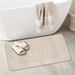 Tappetino da Bagno di Lusso Elegante Beige con Design a Rose, Lavabile, per Vasca e Bagno, Decorazione Unica e Bella per il Bagno - Product Image 3
