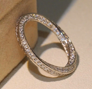 Moissanite <b>Eternity</b> Wedding Band <b>Ring</b> for Women Full Pave Claw Set S925 Sterling <b>Silver</b> Stackable Anniversary <b>Ring</b> - Product Image 2