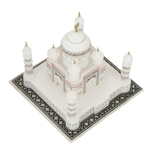 Escultura de mármol blanco hecho a mano del Taj Mahal, pulida, pieza de arte decorativa de lujo para decoración del hogar y regalos empresariales. - Product Image 3
