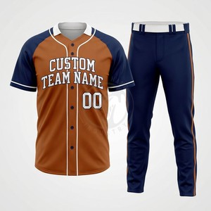 Ensemble d'uniformes de baseball personnalisés pour hommes – Maillot et pantalon en polyester noir et blanc, design entièrement boutonné, respirant, pour équipes adultes - Product Image 3