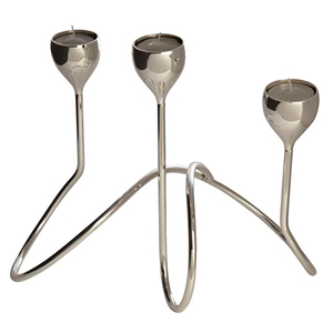 Modern 3-Arm Silver Metal <b>Tealight</b> Candle Holder Luxury Wavy Iron Candelabra Centerpiece for Wedding Party Home Hotel Decor - Product Image 1