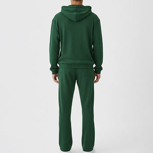 ชุดวอร์มวินเทจผู้ชายลายพิมพ์แบบเรียบ ชุดออกกำลังกายแบบย้อมสีเอซิด เสื้อแจ็คเก็ตมีฮู้ด กางเกงขายาวทรงตรงแบบขาด 100% - Product Image 5