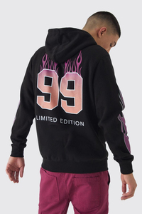 เสื้อฮู้ดดี้ผู้ชายแบบซิป Y2K ขายส่ง ลายพิมพ์เปลวไฟตามสั่ง ทรงโอเวอร์ไซส์ ระบายอากาศได้ดี สกรีนหมายเลขทีมตามสั่ง ผ้าฝ้าย 100% - Product Image 3