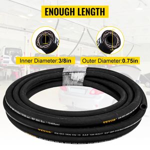 Tubo Idraulico in Gomma Arrotolato da 3/8 Pollici x 50 Piedi, 4800 PSI, con Doppia Treccia in Filo d'Acciaio ad Alta Resistenza per Macchine Edili - Product Image 3