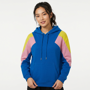 Sudadera con Capucha de Bloques de Color, Manga Raglán, Unisex, Casual, Azul, Rosa, Amarillo, Tejida, para Otoño - Product Image 6