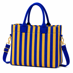 Custom Sigma Gamma Rho Sorority Tote bag Blue and gold Embroidered Logo Striped Daily Use Large Capacity <b>Canvas</b> Tote bag - Product Image 3