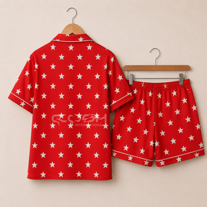 Ensemble de pyjama à manches courtes pour femmes, imprimé étoile rouge, vêtements grecs de la sororité Delta Sigma, logo personnalisé Cosh International - Product Image 4