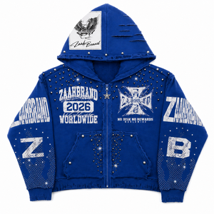 Sweat à capuche zippé personnalisé avec strass, délavage vintage, coupe oversize, streetwear, en molleton de coton épais, motif graphique vieilli, imperméable, pour homme - Product Image 3