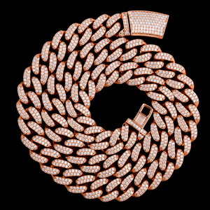 Excepcional Cadena Cubana de Moissanita Chapada en Oro Rosa de 18K, Estilo Hip Hop con Micro Pavé Completo, Unisex, para Uso Diario - Product Image 5