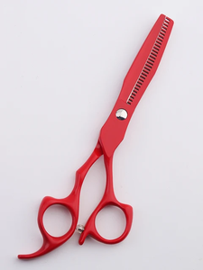 Kit de ciseaux de barbier professionnels en acier inoxydable avec poignées en caoutchouc, pour droitiers, 28 dents, pour la coiffure à domicile ou en salon - Product Image 4