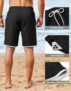 Pantalones Cortos de Verano para Hombre con Cintura Elástica, Transpirables, Ligeros, para Uso Diario - Product Image 5