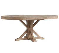 Table à manger ronde portable Liza moderne en teck massif, robuste, pour intérieur et extérieur
