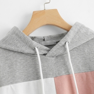 Sudadera Corta de Mujer, Estilo Moderno, Color Gris, Rosa y Blanco, Tejida, Manga Larga, Informal, para Otoño, Precios al por Mayor - Product Image 5