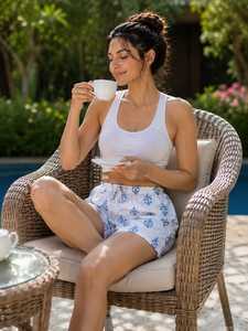 Indian Floral Printed Cotton <b>Shorts</b> Casual Summer Beach High Elastic Loungewear Sleep <b>Shorts</b> Eco-Friendly Plus Size High - Product Image 2