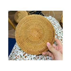 Assiette de présentation ronde en rotin naturel, tressée à la main, pour la décoration de table de mariage, de banquet et de restaurant - Product Image 2