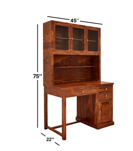 Wholesale Solid Wood Study Table with Hutch Glass Door Bookshelf Home Office <b>Computer</b> Desk with <b>Storage</b> | Pindel Handicraft - Product Image 5