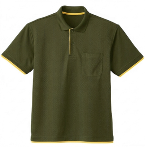 Polo homme uni vert olive, manches courtes, respirant, séchage rapide, avec poche, vêtements de golf, coupe athlétique, vêtements de travail. - Product Image 1