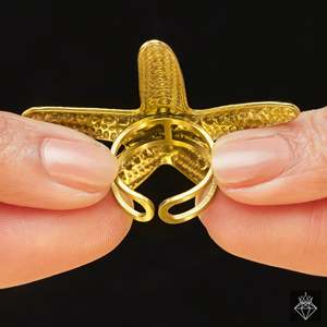Anillo de moda de estrella de mar dorada antideslustre PRAO - Product Image 1
