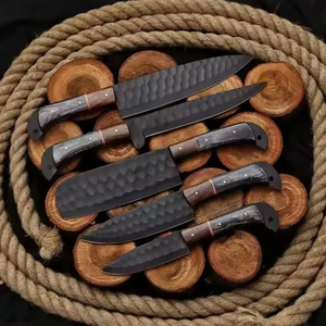 Ensemble de couteaux en acier carbone de qualité supérieure, 5 pièces, lame noire, manche en bois, ambidextre, 67 couches, couteaux de chef durables - Product Image 5