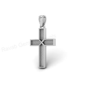 Solid 925 Sterling Silver 17x25mm Cross Design Blank Bezel Charm <b>Pendant</b> Setting <b>for</b> <b>Ashes</b> Resin Keepsake DIY Memorial Jewelry - Product Image 2