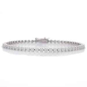 18K White Gold Round Diamond Fashion Tennis Bracelet - Product Image 1