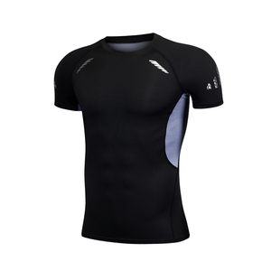 Camiseta Deportiva de Manga Raglán de Secado Rápido para Hombre, Cuello Redondo, Corte Regular, Color Sólido, Blanca y Negra - Product Image 2