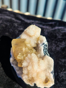 Natural Yellow Calcite with Pink Chalcedony <b>Crystal</b> <b>Cluster</b> Premium Mineral Specimen Healing Stone Collectible Display Quality - Product Image 3