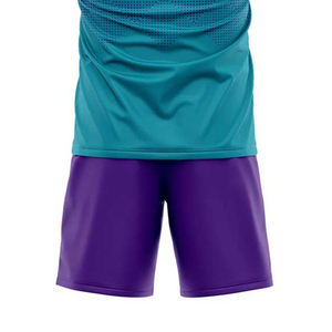 Conjunto de Camiseta y Pantalones Cortos de Fútbol Sublimados Personalizados, Degradado Púrpura y Verde Azulado, Cuello Redondo, Manga Corta, Absorbe la Humedad, Ajuste Atlético, Unisex para Adultos - Product Image 6