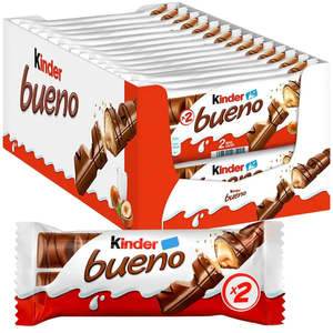 Chocolate Kinderr Bueno 43g, Barras Dobles con Relleno Cremoso de Avellanas en Chocolate con Leche, Paquete al por Mayor, Confitería Premium - Product Image 3