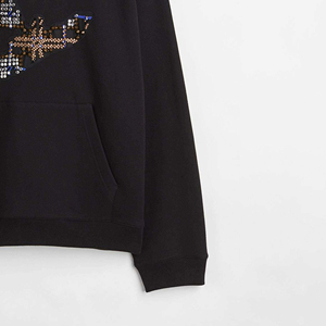 Men's Oversized <b>Black</b> fashion Hoodie <b>Sequin</b> Embroidered Letter Pullover Sweatshirt Hooded Casual Autumn <b>Top</b> - Product Image 3