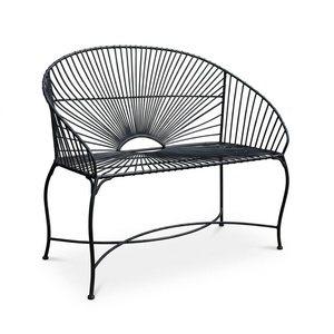 Weatherproof Powder Coated Wrought Iron European Design KHP Park <b>Bench</b> Custom Hand Forged <b>Metal</b> Garden Long Chair 2-Seater - Product Image 1