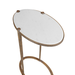 Table d'appoint ronde contemporaine avec plateau en marbre et structure en métal bronze antique, mobilier moderne pour salon - Product Image 3