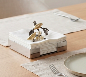 Modern Metal Tissue Box Holder With Gold <b>Birds</b> And Flowers Design Handmade Decorative Napkin <b>Stand</b> For Tabletop And Kitchenware - Product Image 4